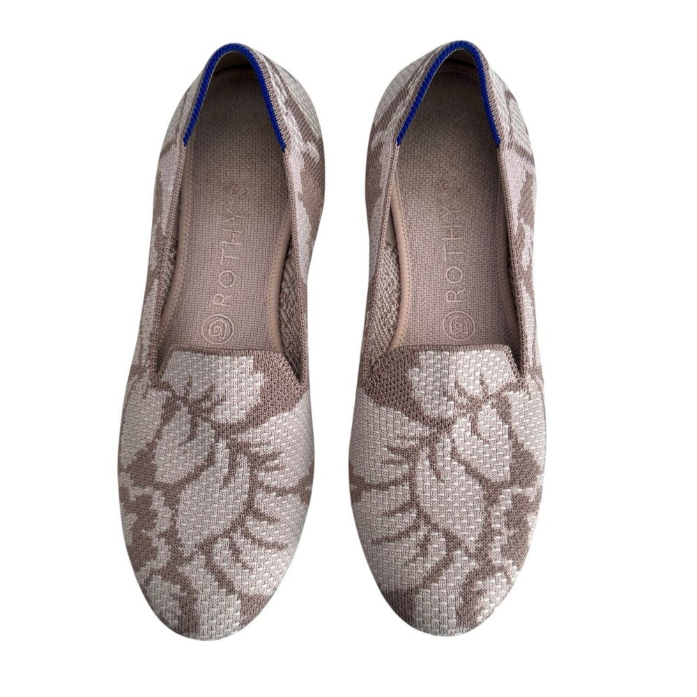 Rothy’s Womens 9 The Flat Retired Floral Petal Lily Cream Loafer Slip On Shoes
